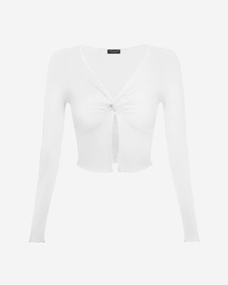 Joss Twist Front Knit Top - Snow White