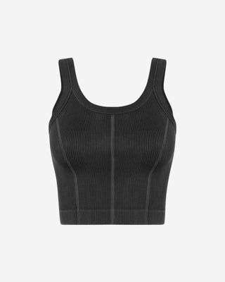 Women’s black ribbed scoop neck fitted tank top, a sleek wardrobe basic for casual outfits, layering, nights out, travel, street style, and everyday wear.