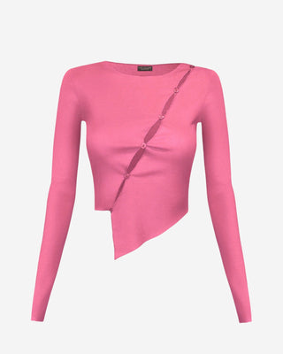 Saylor Asymmetrical Cutout Crop Top - Deep Pink