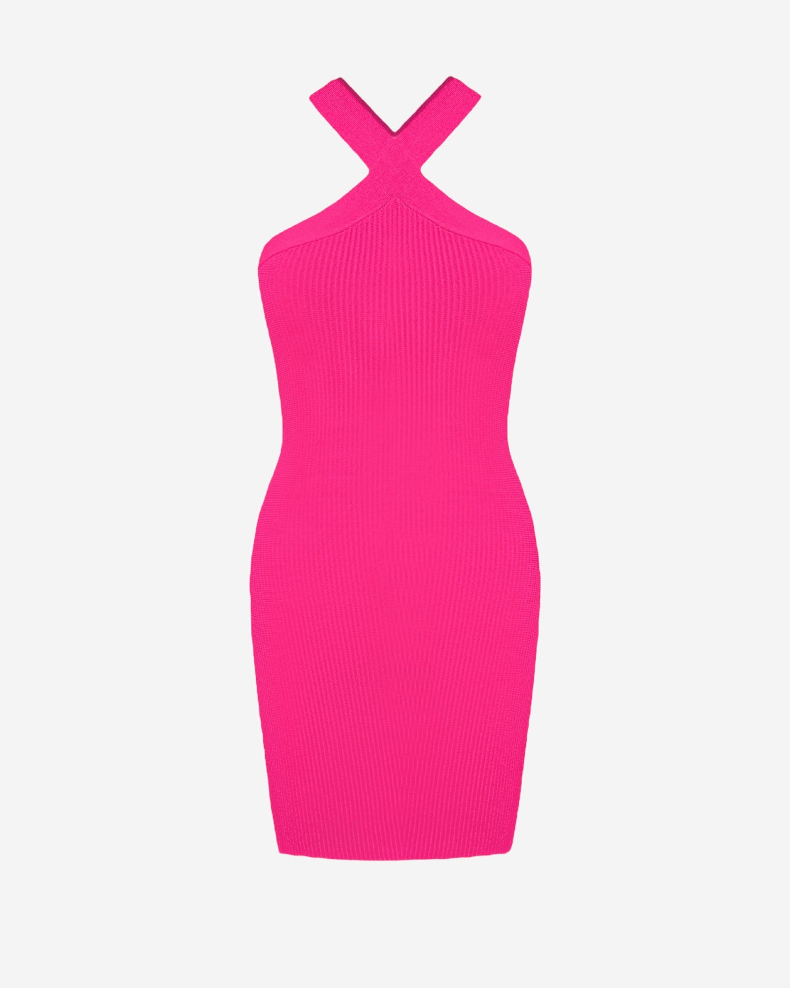 Isola Criss Cross Halter Bodycon Mini Dress L / Fuchsia Isola Criss Cross Halter Bodycon Mini Dress L / Fuchsia