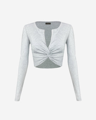 Torid Twist Front Crop Top - Smoke