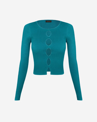 Milan Cutout Knit Top - Teal